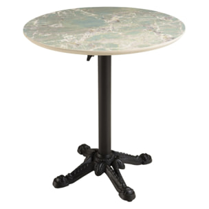 ICARE - Ensemble n°1: table bistrot D70cm pliable en céramique marbré vert