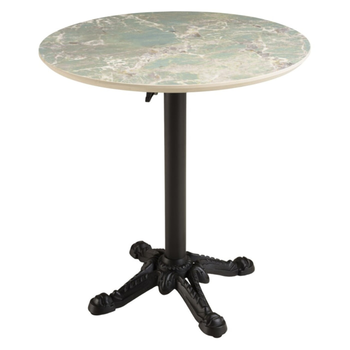 ICARE - Ensemble n°1: table bistrot D70cm pliable en céramique marbré vert