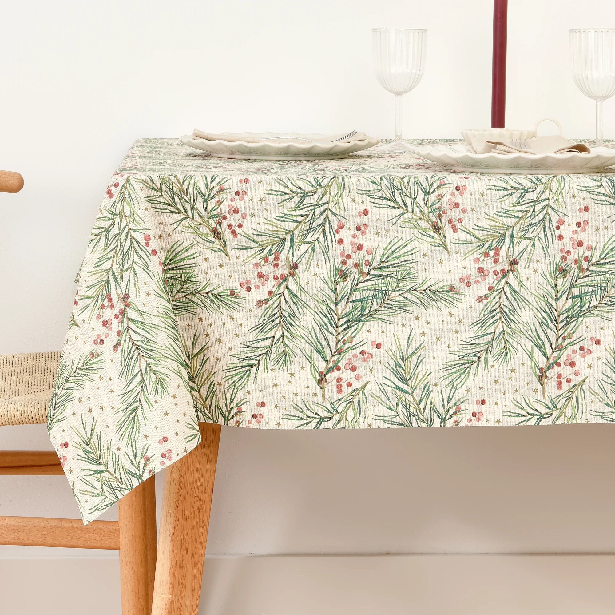 Nappe Anti-tâches Toucher du Tissu Jacquard Merry Christmas 30 Lurex