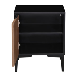 Comodino camera da letto moderno in legno noce e nero 44x40x52