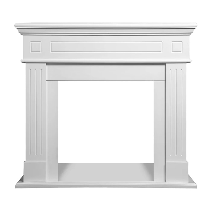 Cambridge - Cornice per Camino 110x100x36 cm Rivestimento Decorativo in Legno MDF Bianco