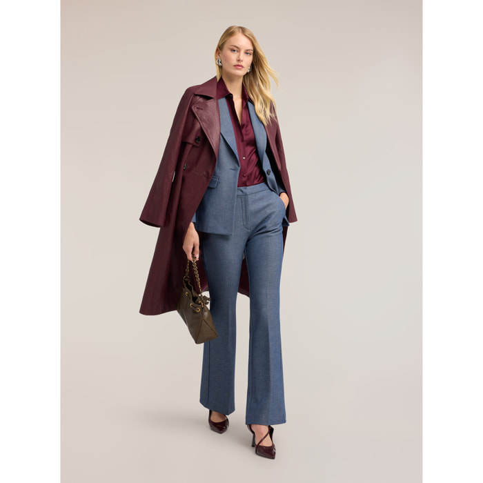 Motivi - Pantaloni flare in tessuto tinto filo - Azzurro