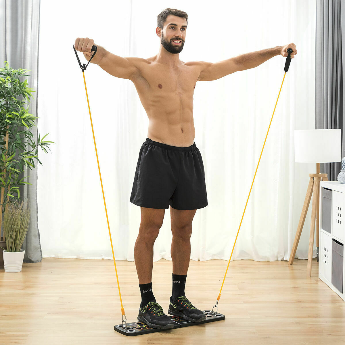 Pack Tabla de Flexiones Push-Up y Set de Bandas de Resistencia con Accesorios y Guía de Ejercicios InnovaGoods