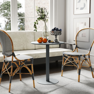 Mesa de Comedor Redonda para 2 Personas Mesa de Cocina de Acero para Interior y Exterior Ø60x72 cm Gris