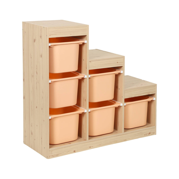 Meuble de rangement enfant escalier 6 bacs de rangement SORA