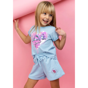 Short Deportivo De Niña En Celeste