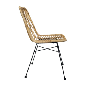 Chaise en rotin naturel tressé avec coussin blanc – RATTAN 2