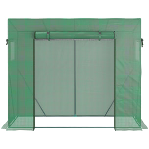 Serre de jardin balcon 1,54 m² - porte zippée enroulable, 2 fenêtres moustiquaires - acier PE haute densité anti-UV vert
