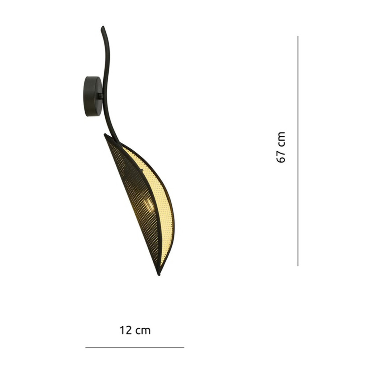 Applique Lotus a forma di foglia in acciaio nero e oro