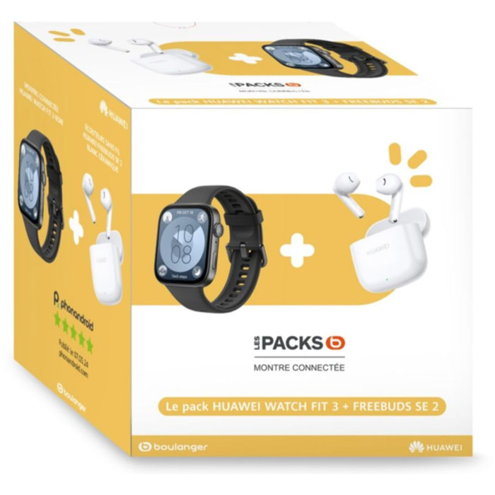 Montre connectée HUAWEI Pack Watch Fit 3 Noir + buds SE 2 Noir