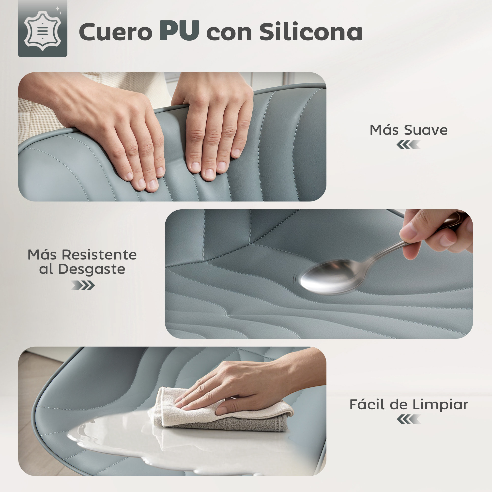 Juego de 2 Taburetes de Bar Taburetes Altos de Cocina Giratorios con Altura Ajustable 92-110 cm Respaldo Asiento de Piel Sintética Marco de Acero y Reposapiés para Comedor Mostrador Gris