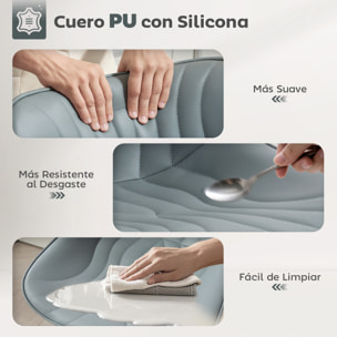 Juego de 2 Taburetes de Bar Taburetes Altos de Cocina Giratorios con Altura Ajustable 92-110 cm Respaldo Asiento de Piel Sintética Marco de Acero y Reposapiés para Comedor Mostrador Gris