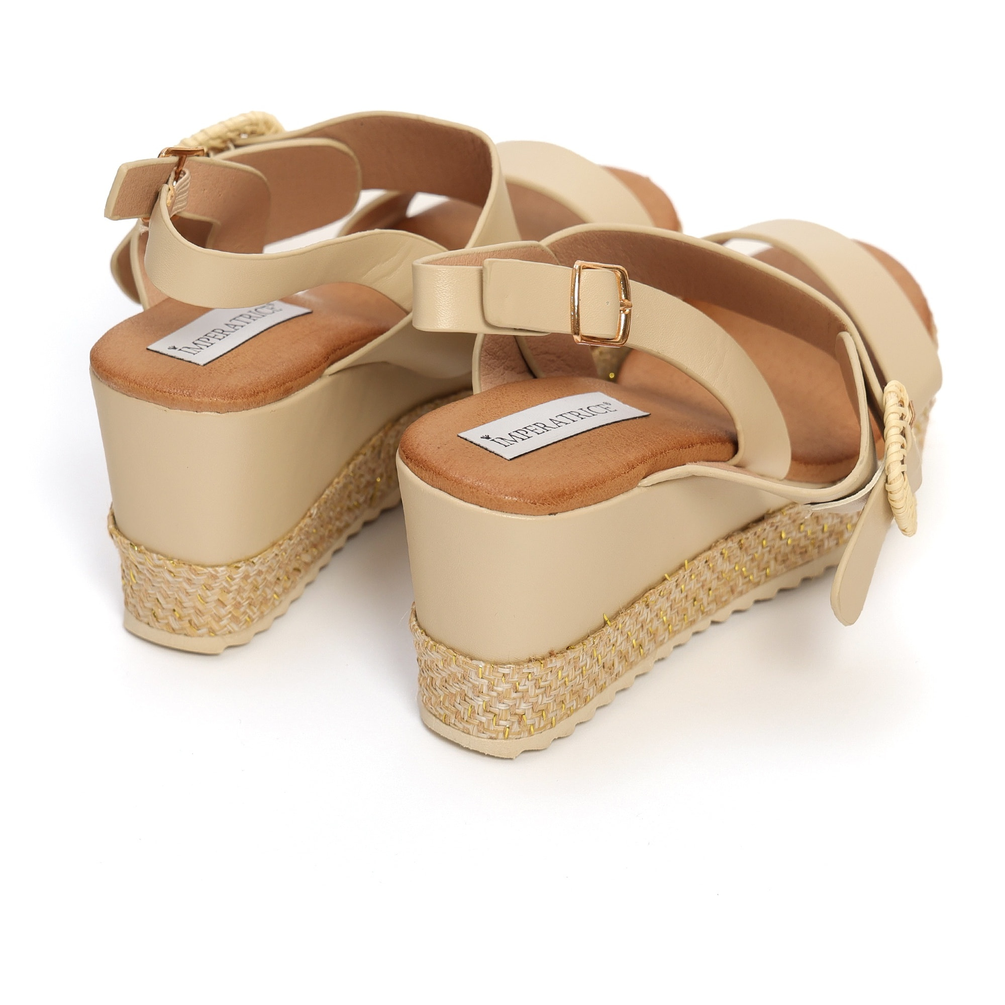 Sandali in simil pelle con zeppa