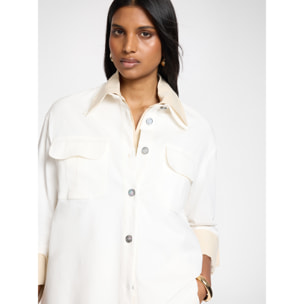 Elena Mirò - Camicia in gabardina con tasche - Bianco