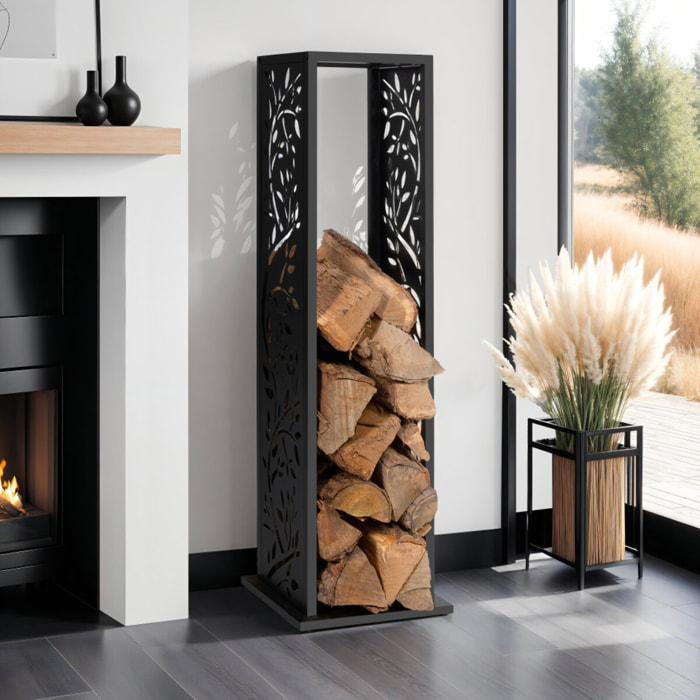 Range bûches vertical ajouré avec motifs 112 cm