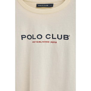 Camiseta color crudo de manga larga con logo Established 2012 Polo Club