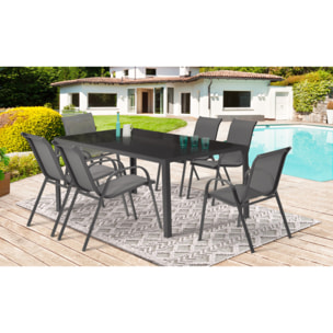 Ensemble repas Formentera 6 places gris