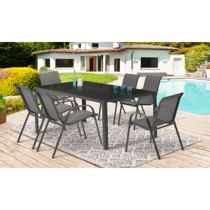 Ensemble repas Formentera 6 places gris