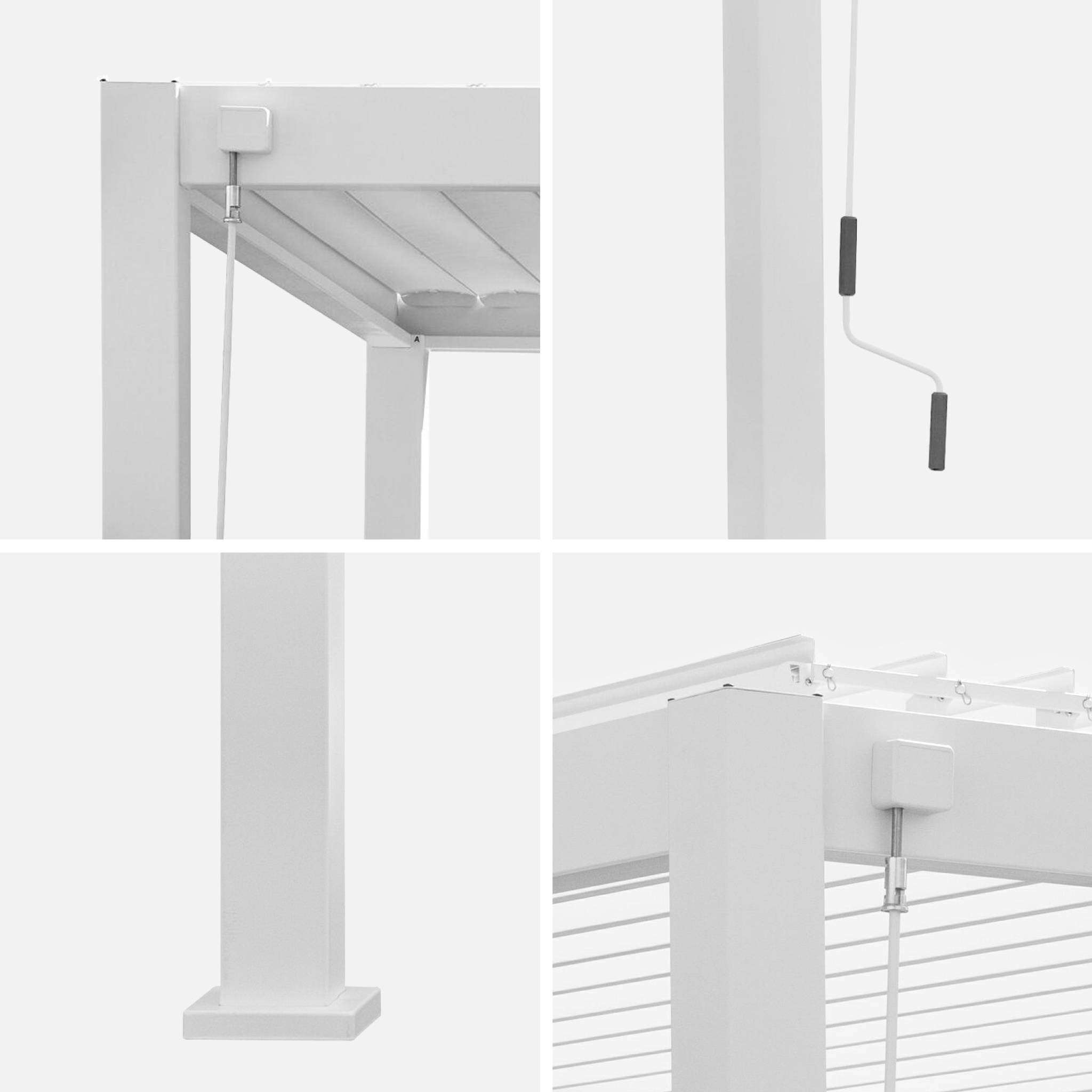 Pergola bioclimatique Triomphe 3x4 + 3 persiennes 130cm pour le côté de 4m. panneau brise vue. L 400 x P 300 x H 250 cm