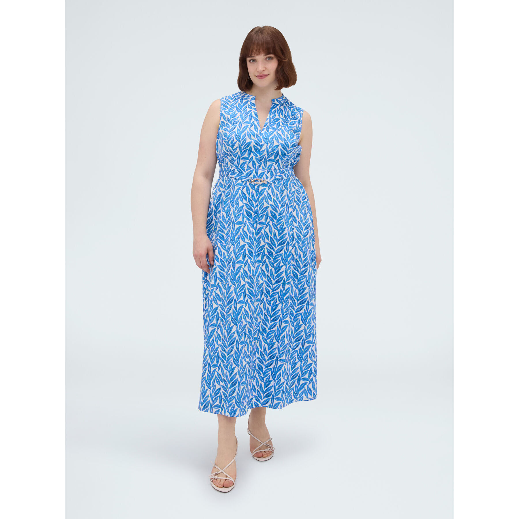 Fiorella Rubino - Vestito foliage lungo in cotone - Azzurro