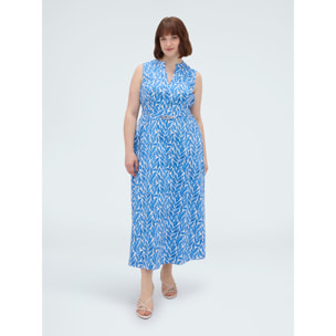 Fiorella Rubino - Vestito foliage lungo in cotone - Azzurro