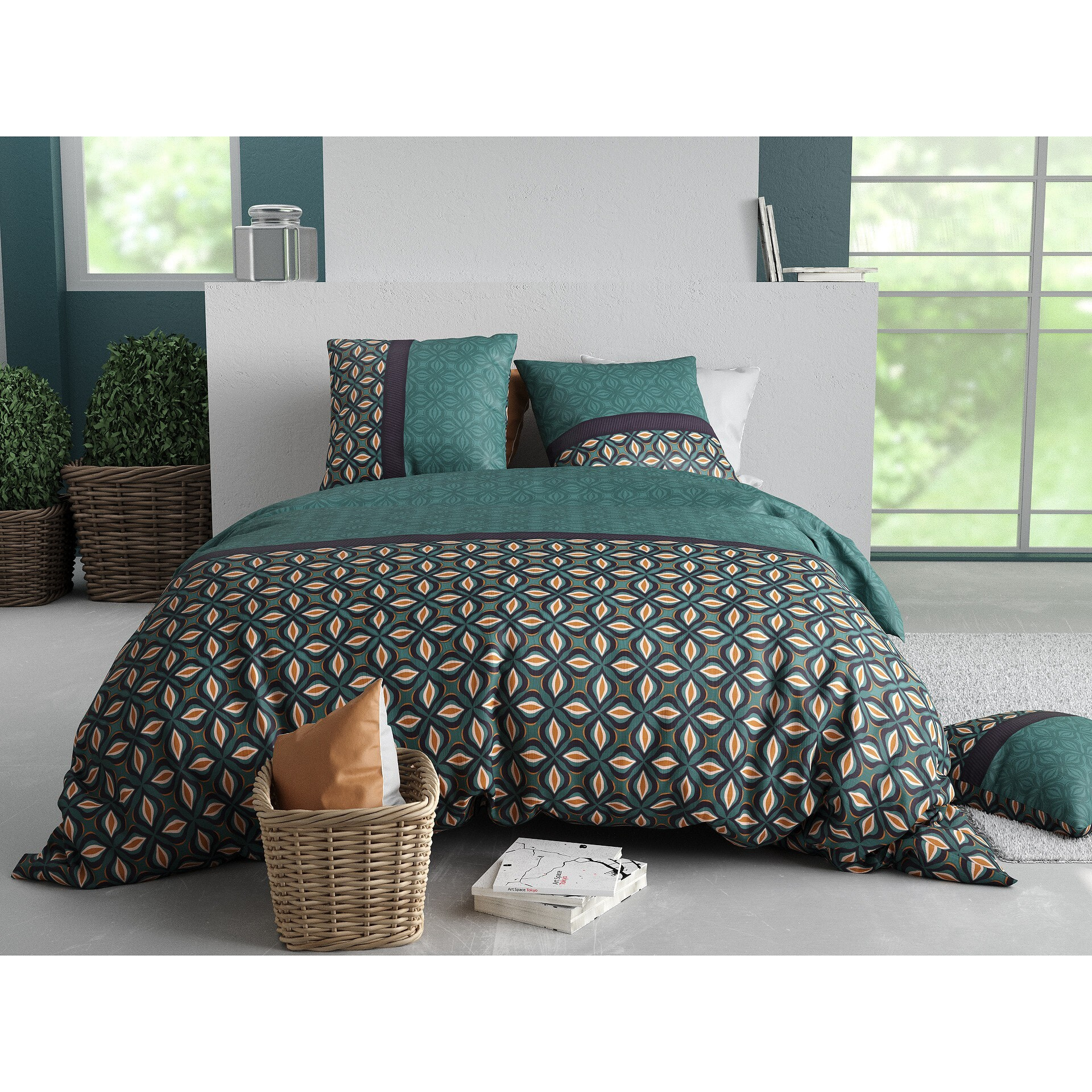 Parure housse de couette coton multicolore