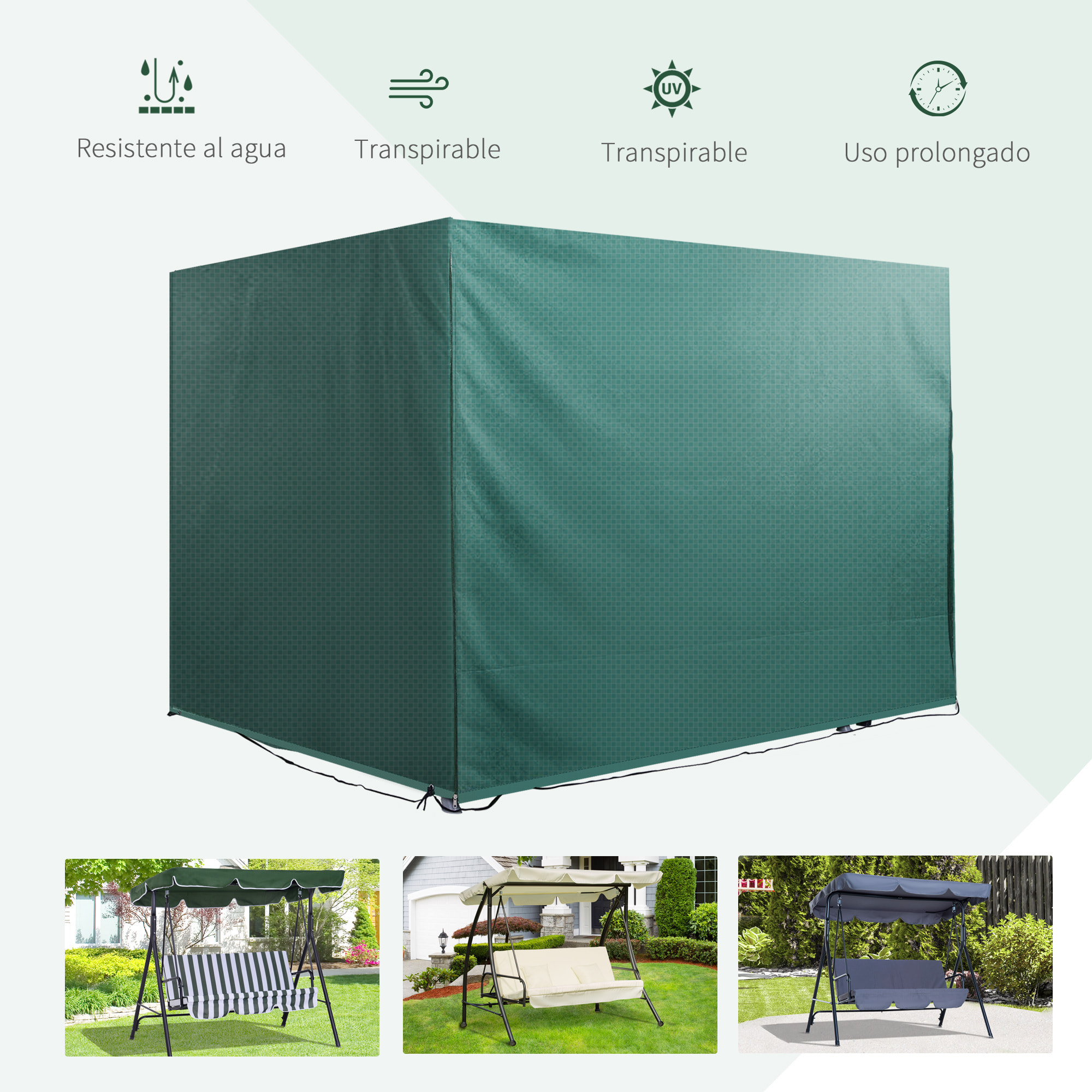 Funda Protectora para Columpio de Jardín de 3 Plazas 215x155x150 cm Impermeable