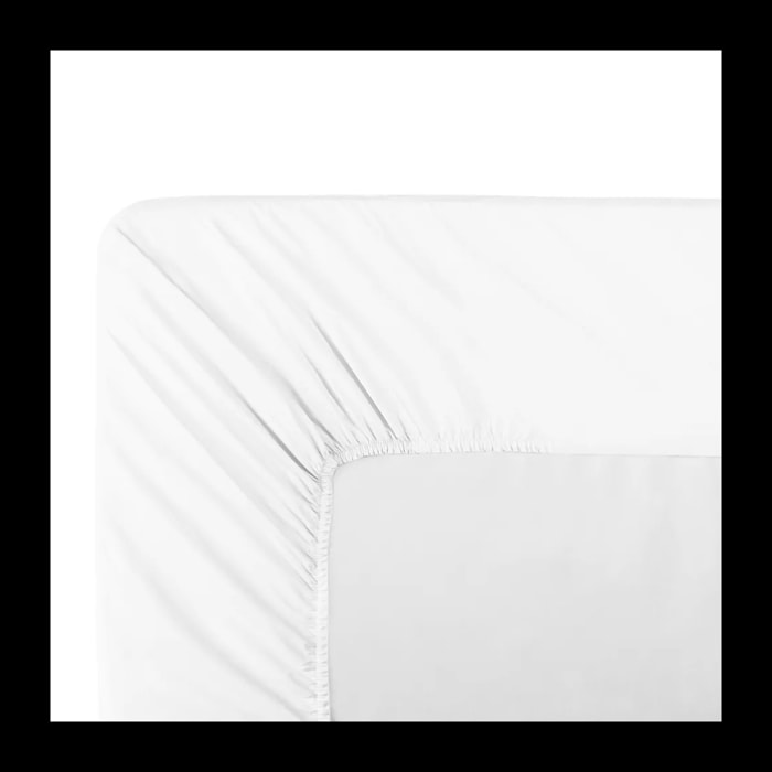 Drap housse b50 percale de coton uni blanc La percale francaise neige