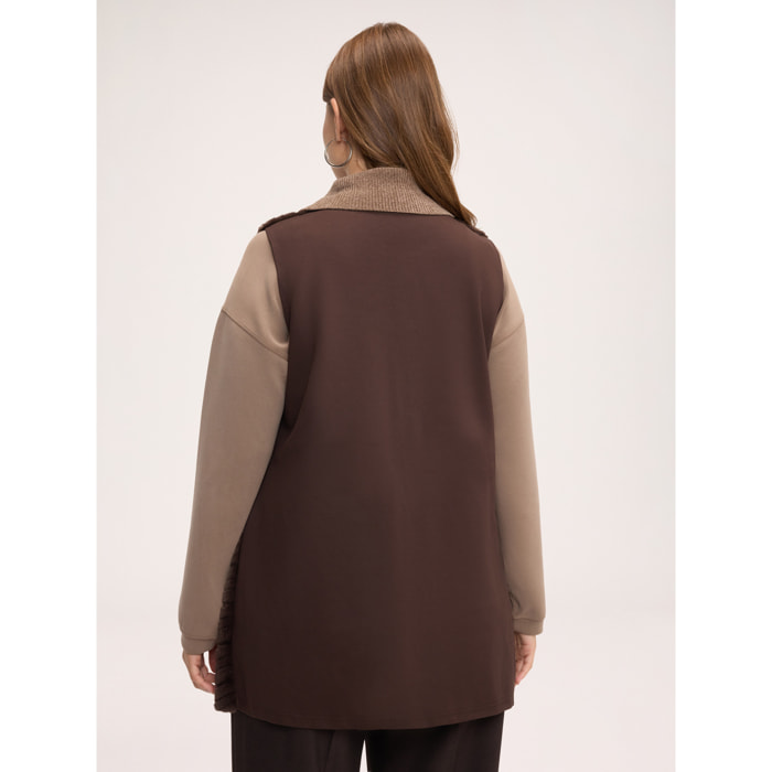 Fiorella Rubino - Gilet lungo in peluches - Marrone