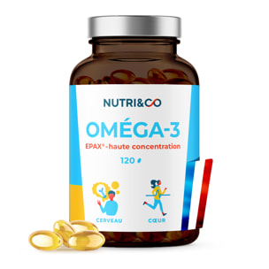 Nutri&Co Omega3 Huile de Poissons Sauvages EPAX®, Haute Concentration - 120 gélules