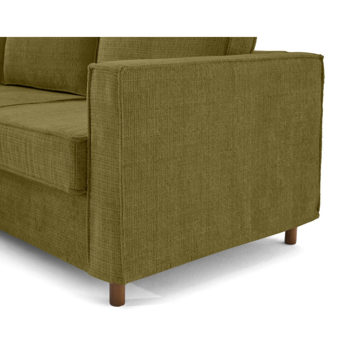 Jake - canapé déhoussable d'angle gauche 5 places en velours texturé - Vert Olive