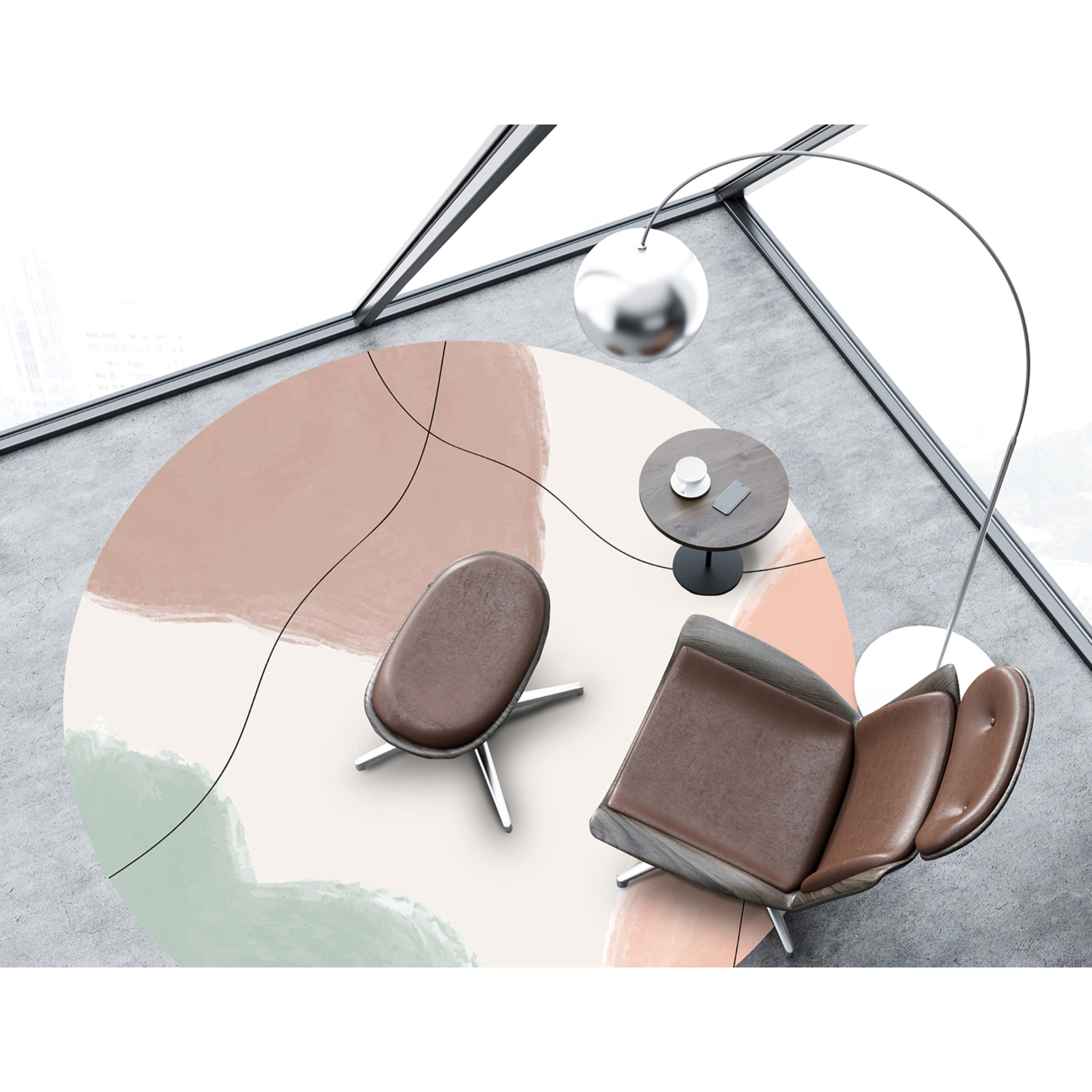 Alfombra de vinilo CERAMIKO, Zoa, diseño moderno [Diam] 100 cm