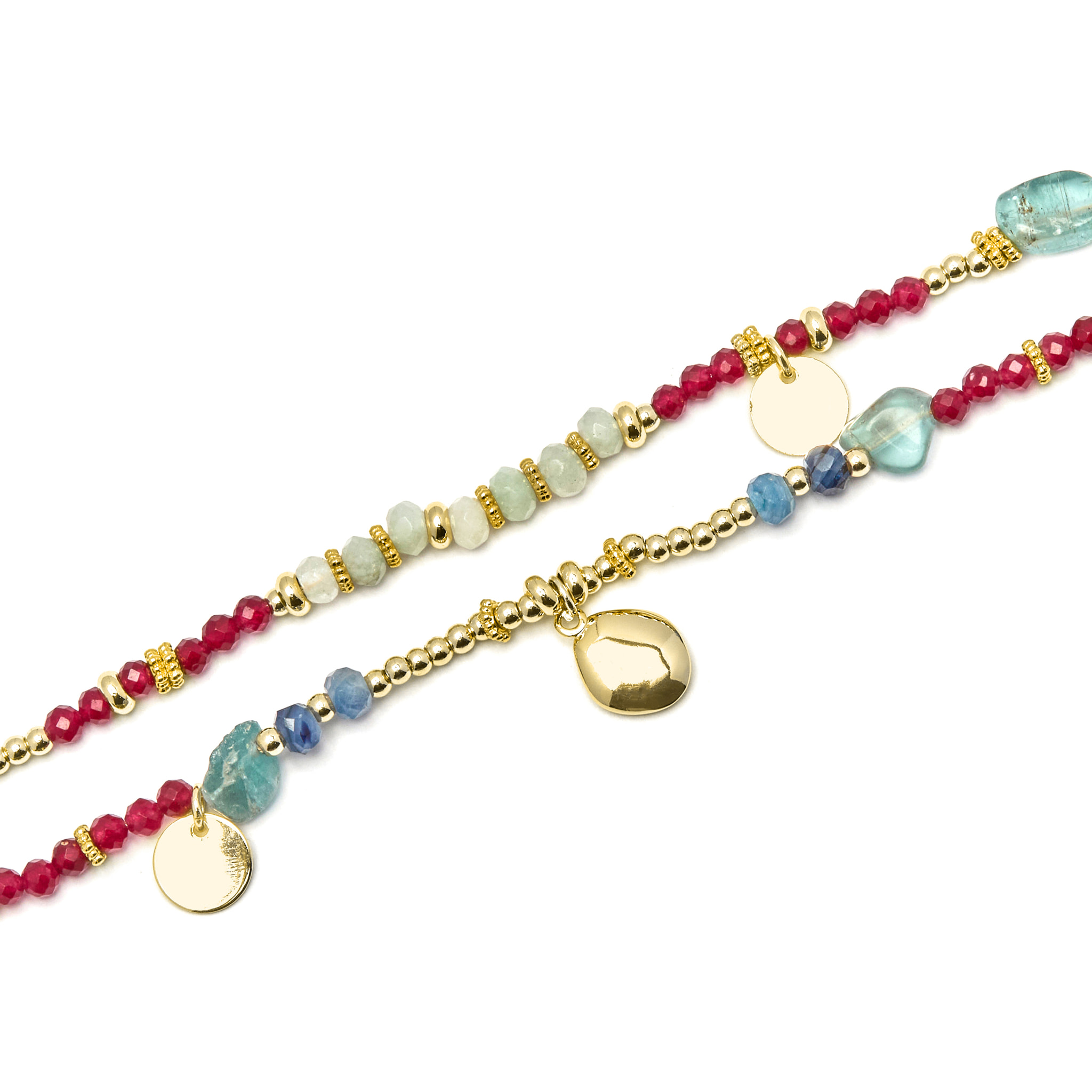 Pulsera con Cristal Multicolor acabado oro 18k