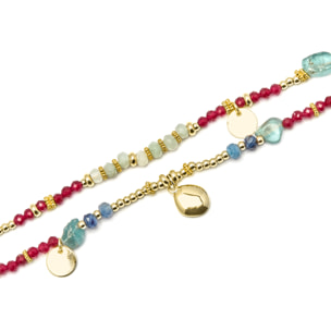 Pulsera con Cristal Multicolor acabado oro 18k