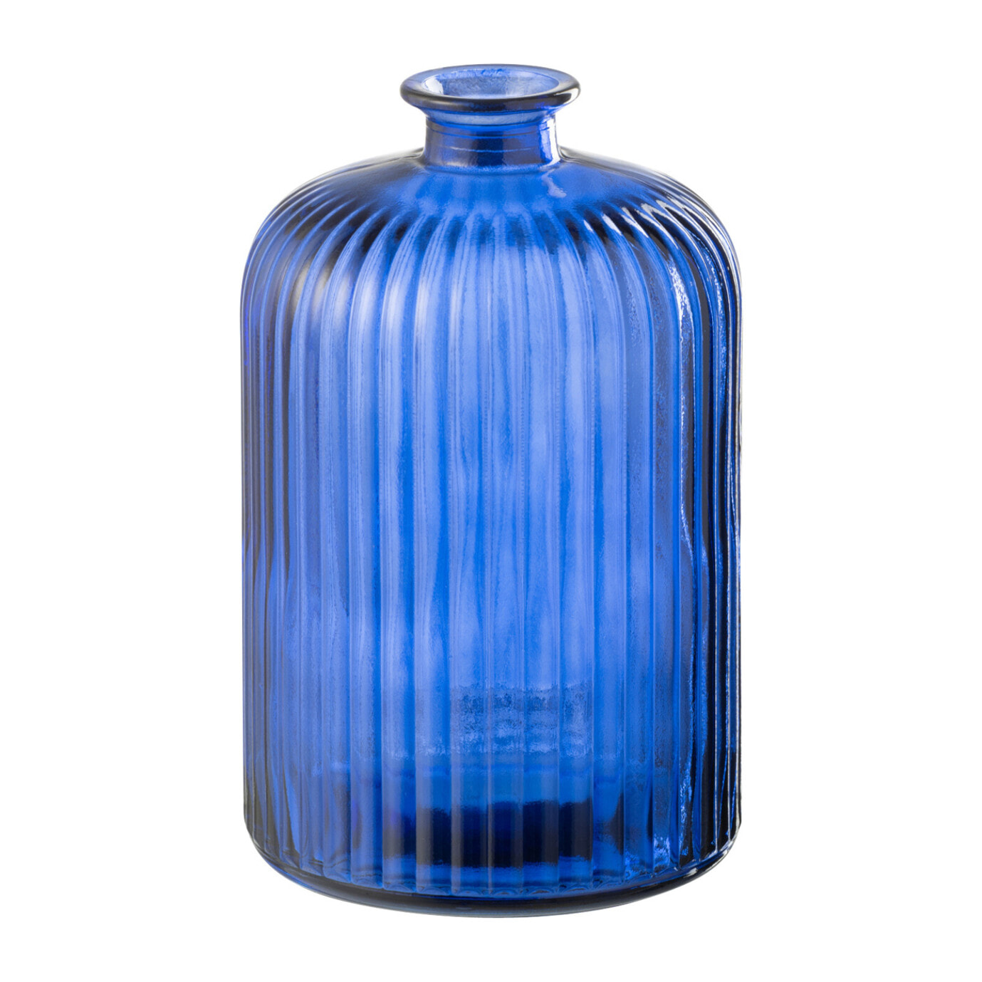 J-Line vase Bottle Stripe - verre - bleu - large - Ø 14.5 cm