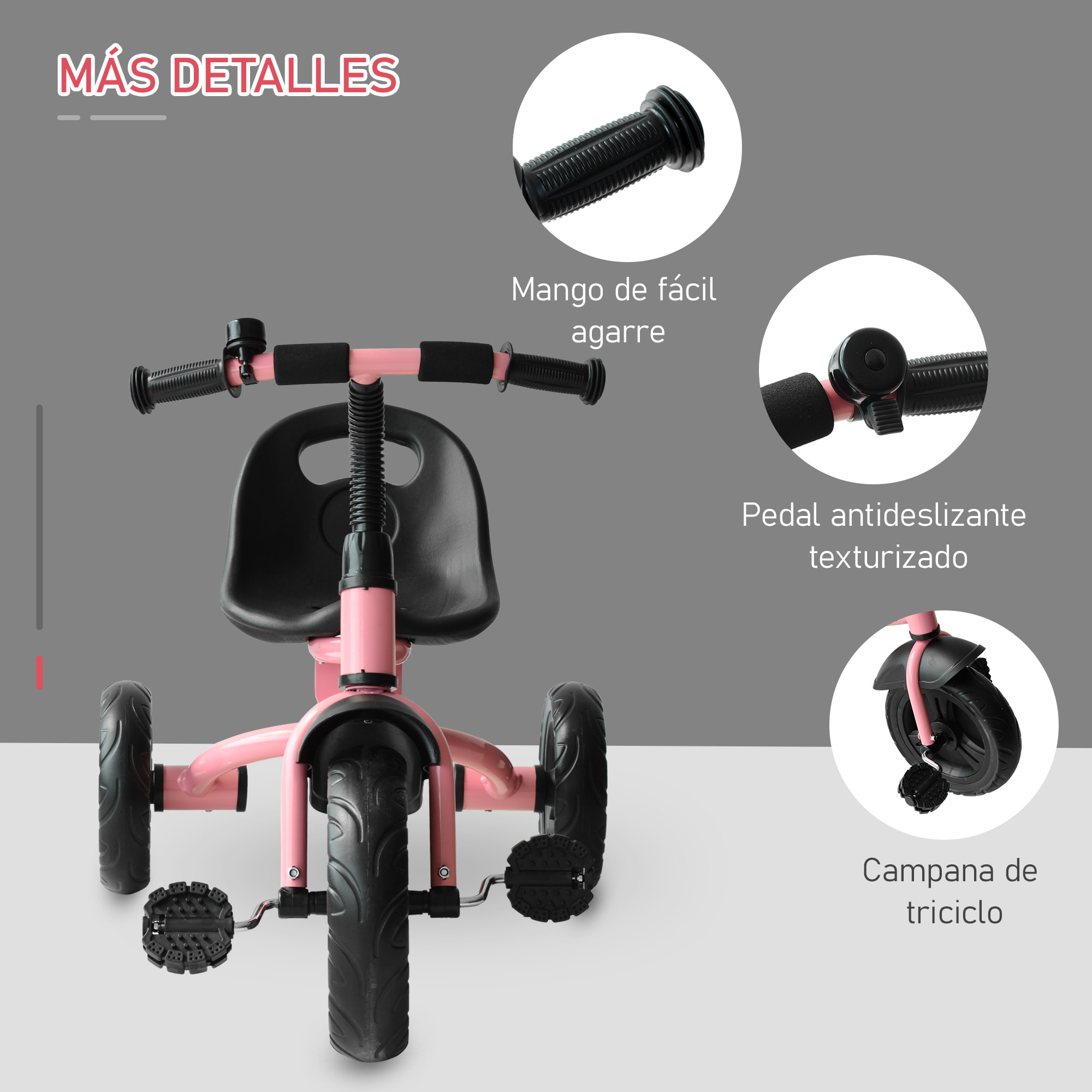 Triciclo para Niños con Timbre Rosa