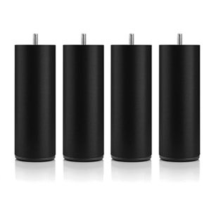 Jeu de 4 pieds de lit cylindriques noirs | Metal | Hauteur 16 cm