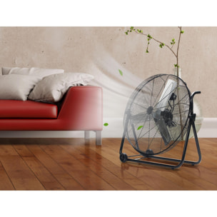 Ventilateur industriel 160W avec 3 vitesses et roues