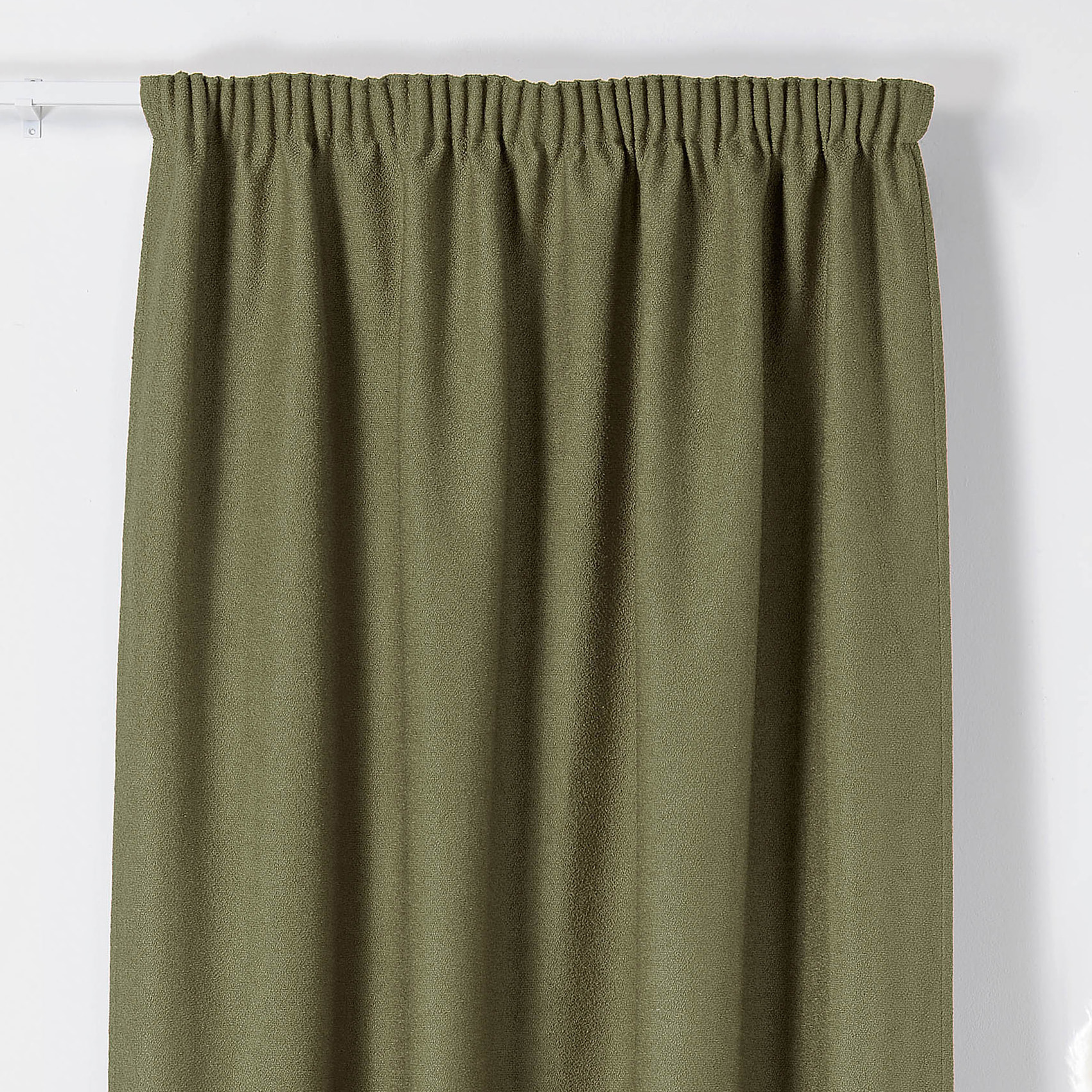 Rideau Thermique à Galon Fronceur  - Effet Bouclette - Vert Olive