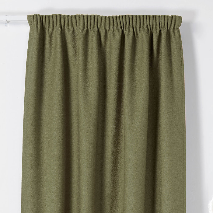 Rideau Thermique à Galon Fronceur  - Effet Bouclette - Vert Olive