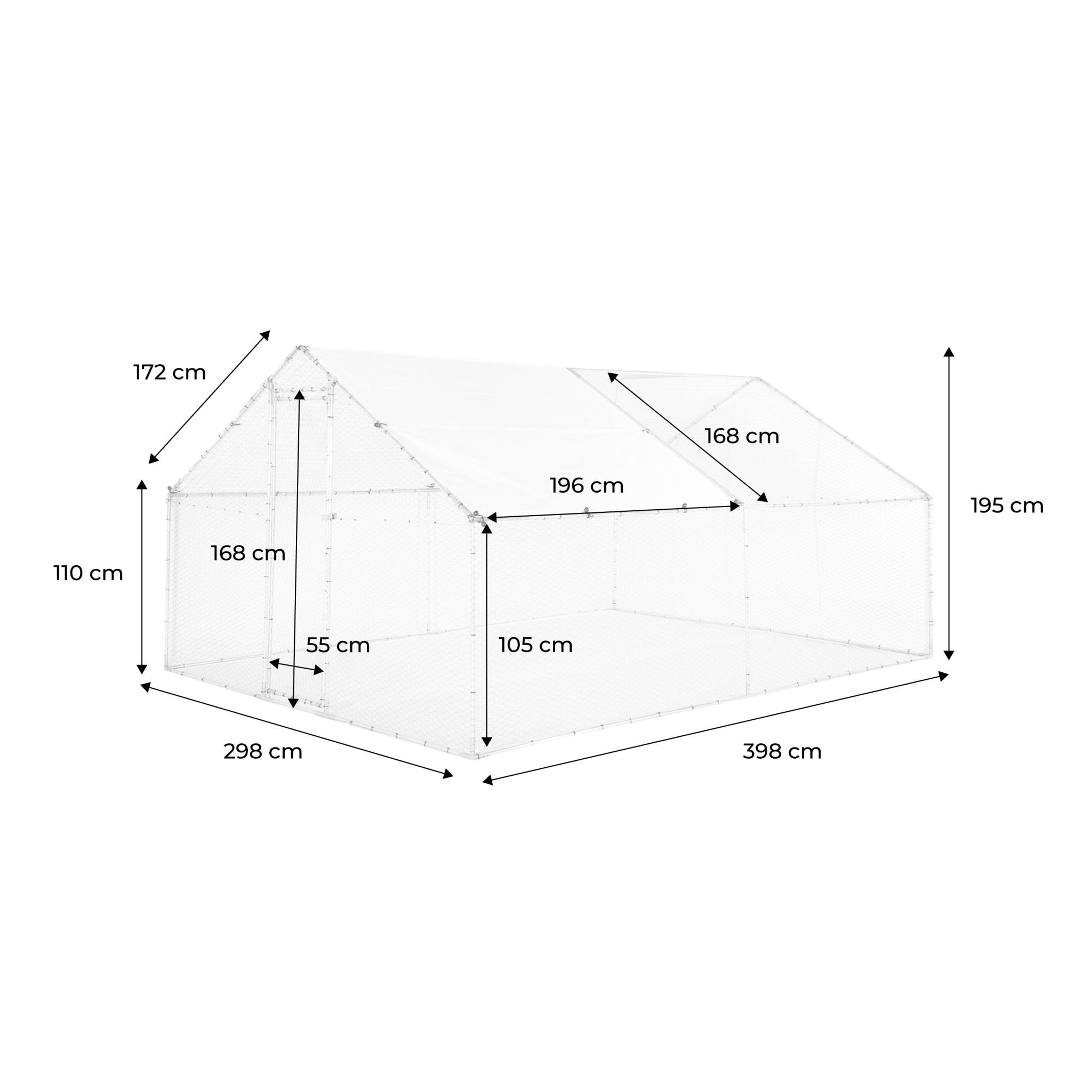 Enclos pour poulailler et volière 12m² acier galvanisé gris et vert. plusieurs dimensions - Babette