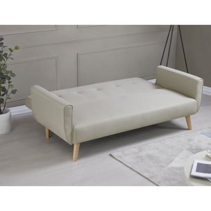 Canapé scandinave convertible 3 places en tissu beige OLIVER