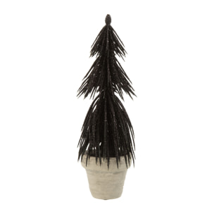 J-Line décoration Sapin En Pot Paillettes - plastique - noir - 2 pcs