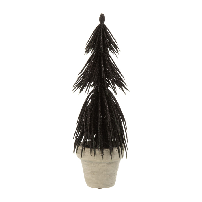 J-Line décoration Sapin En Pot Paillettes - plastique - noir - 2 pcs