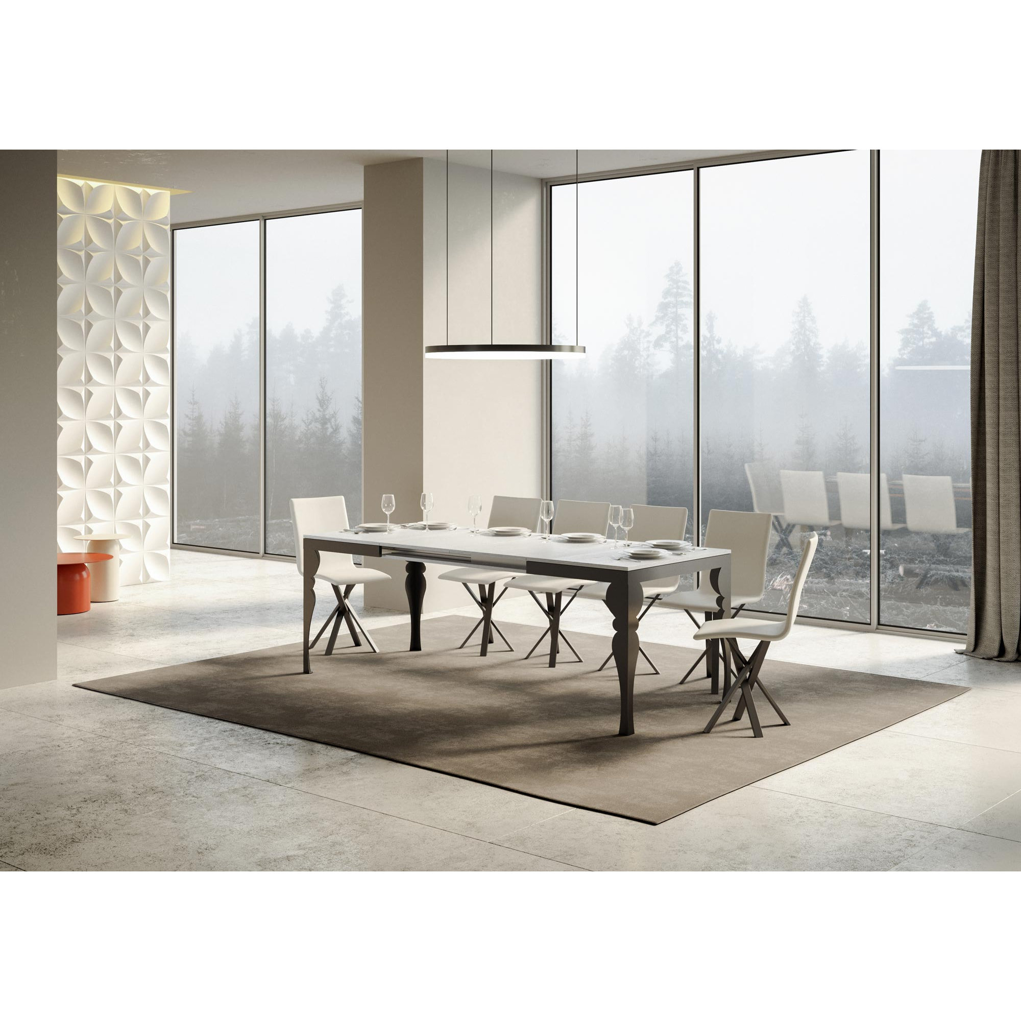 Tavolo allungabile 90x180/440 cm Paxon Evolution Bianco Frassino telaio Antracite