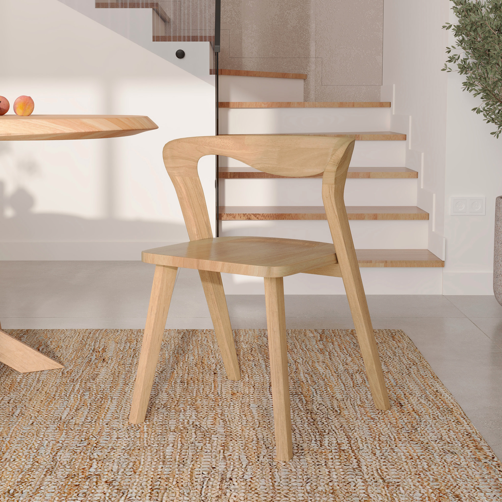 Chaise en bois d'hévéa clair - Vega
