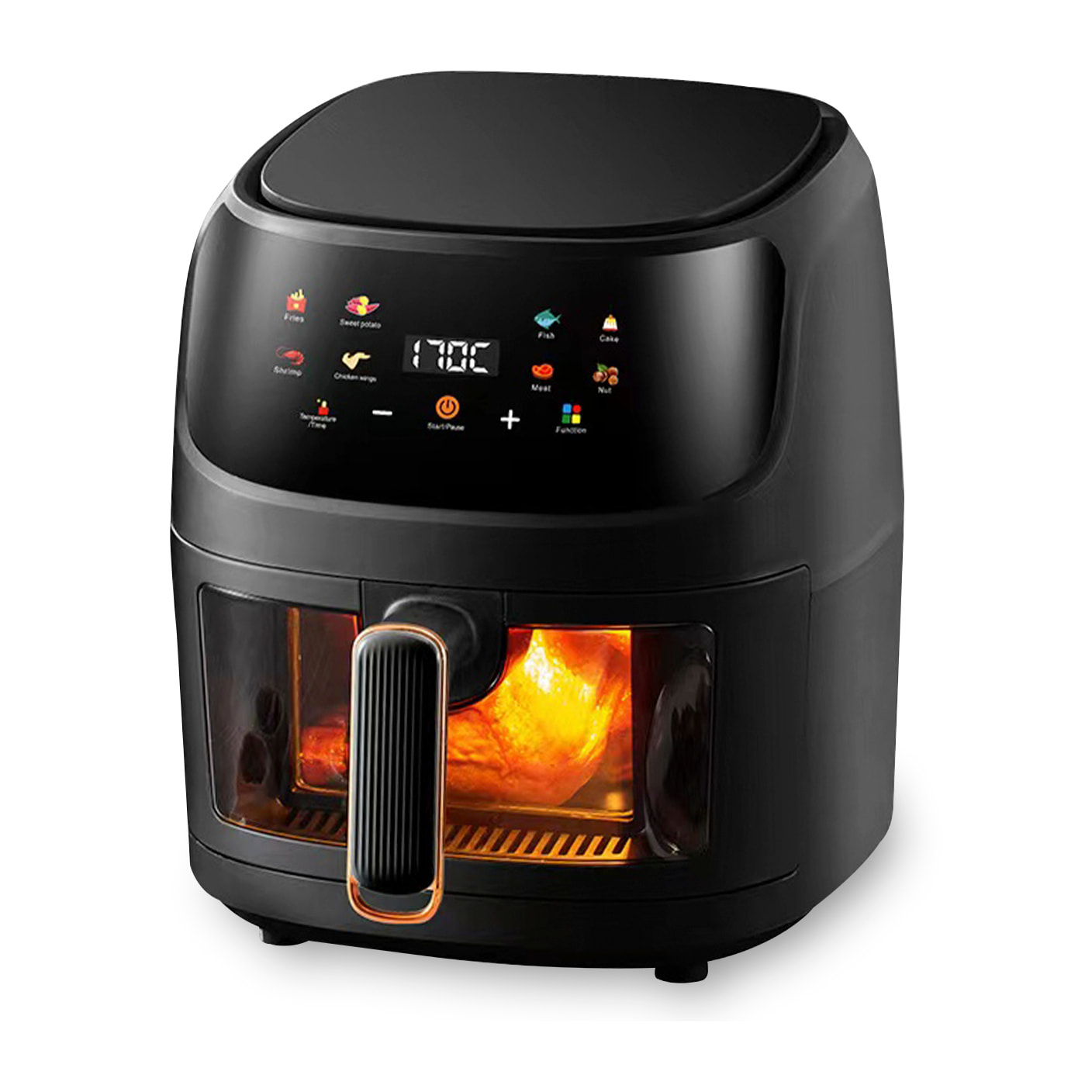 Freidora de aire 8L, 1400W, con ventanade visualización. Panel táctil, 8 programas de cocinado, modos manuales, rejilla antiadherente. PRODUCTO CON EMBALAJE DETERIORADO.