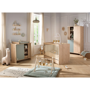 Lit bébé 120x60 à barreaux en bois décor chêne suave