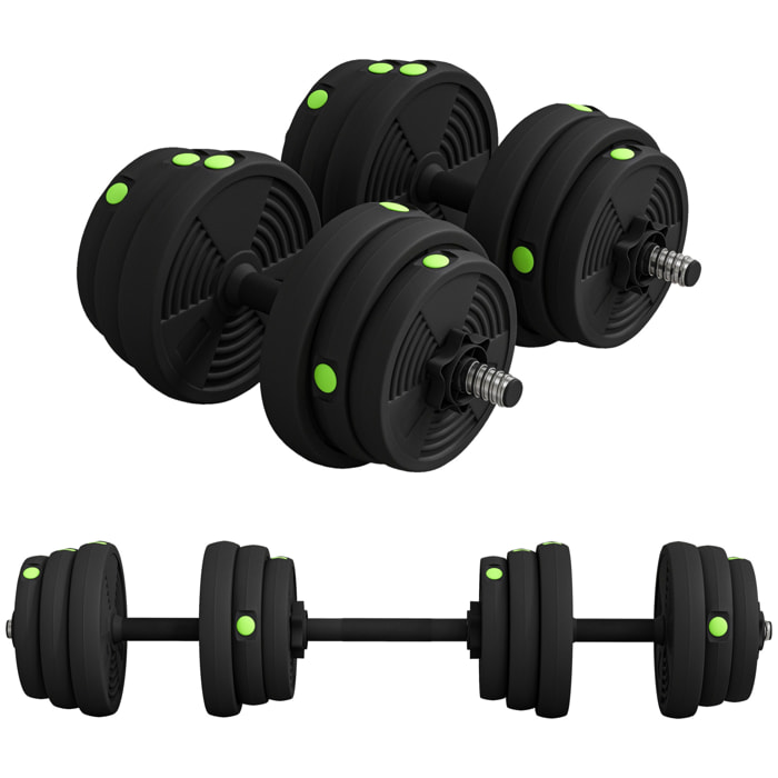 Juego de Mancuernas Ajustables, 2 en 1, 25kg, Juego de Pesas con Barras de Conexión y Mangos Antideslizantes, Pesas y Mancuernas para Hombres y Mujeres, Ejercicio de Fitness, Gimnasio en Casa