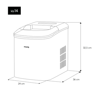 Máquina Para Hacer Hielo, 120 W, Capacidad 12 kg, 2 Tamaños de Cubitos.